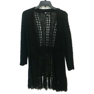 Vintage Carole Little Open Weave Sweater with Fringe Hem
